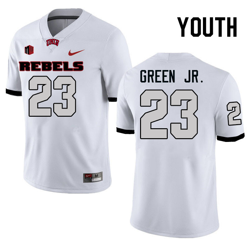 Youth #23 Saadite Green Jr. UNLV Rebels College Football Jerseys Stitched-White